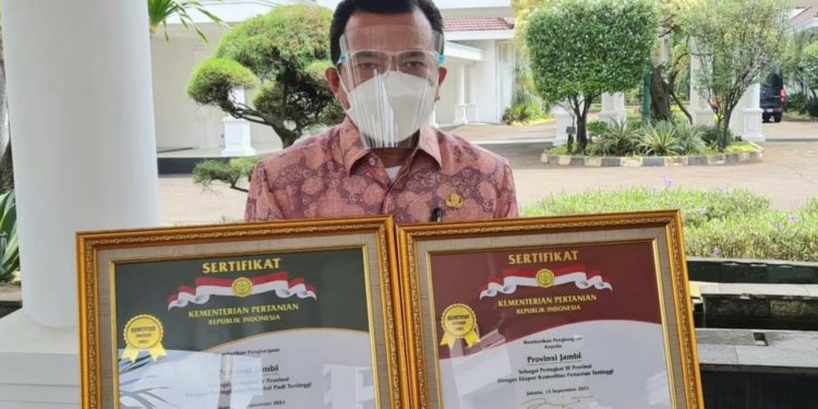 Gubernur Al Haris Terima Dua Penghargaan Bidang Pertanian dari Wapres