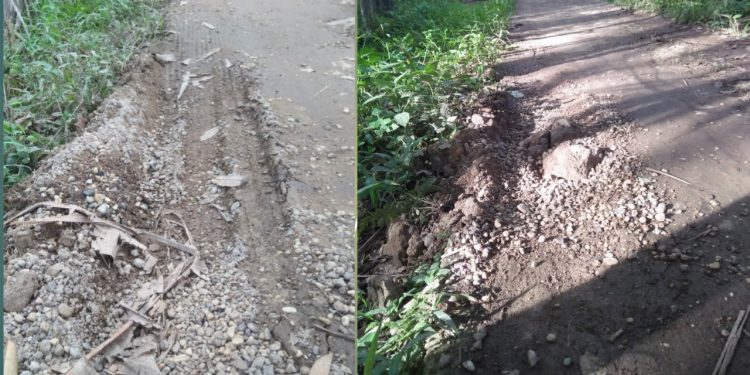 Akibat Proyek Irigasi, Jalan Rabat Beton Milik Desa Ture Rusak Parah