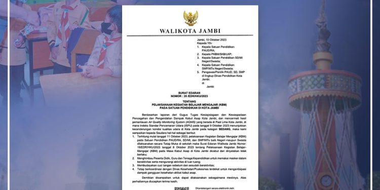 Pemkot Jambi Keluarkan Edaran Wali Kota Jambi Terkait Pelaksanaan KBM