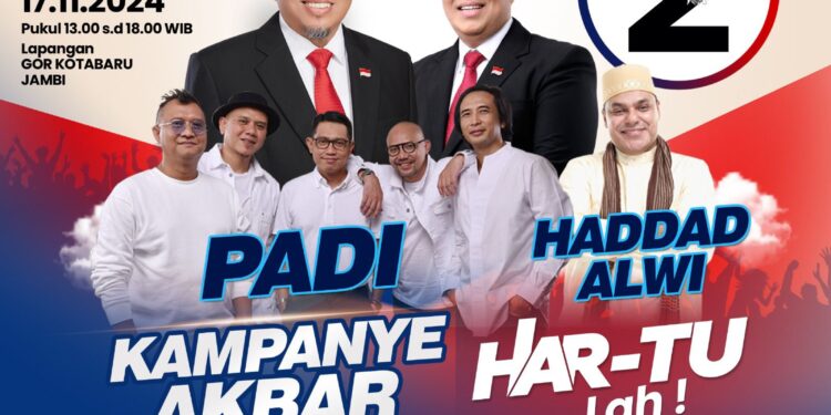 Kampanye Akbar Rahman Guntur Ajak Seluruh Masyarakat Kota Jambi Bernostalgia Bersama Band Padi Reborn