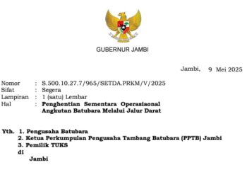 Gubernur Al Haris Hentikan Sementara Anggkutan Batu Bara Jalur Darat