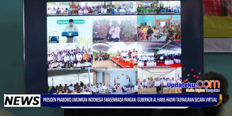 Presiden Prabowo Umumkan Indonesia Swasembada Pangan : Gubernur Al Haris Hadiri Tasyakuran Secara Virtual